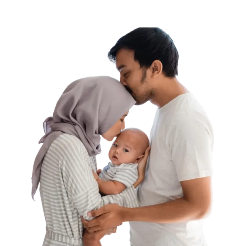Malay couple with baby after IVF success at Sunfert Malaysia